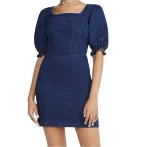 BETSEY JOHNSON Denim Puff Sleeve Mini Dress Size Small